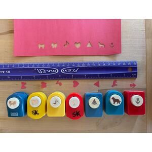 Lot of 7 Paper Punches Bow Marvy Uchida Butterfly Music Note Dog Flower